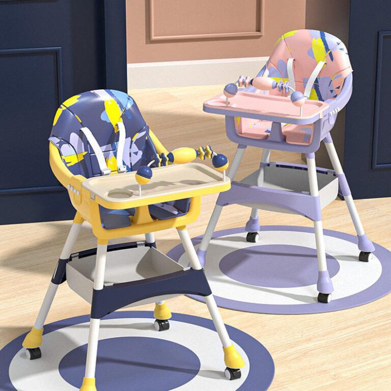 Babies Luxury Baby Chair | Custom Collapsible High Chair Baby Feeding | Plastic and Steel Pipe Plastic 66*61*92cm