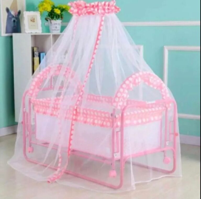 Newborn Babies Cot | Durable Metal Frame | Baby Swinging Crib With Mosquito Net | MD206 |